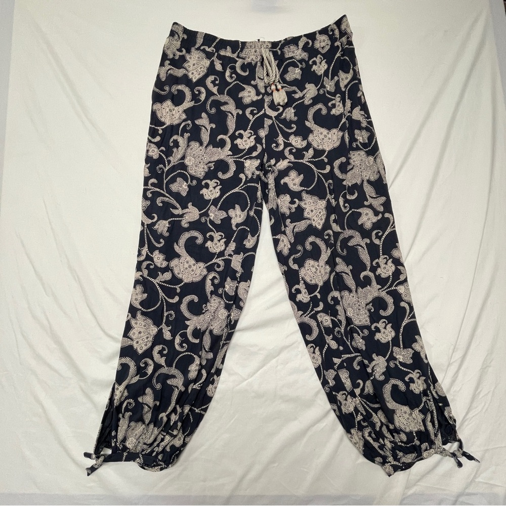 Anthropologie Wide Leg Blue and White pants